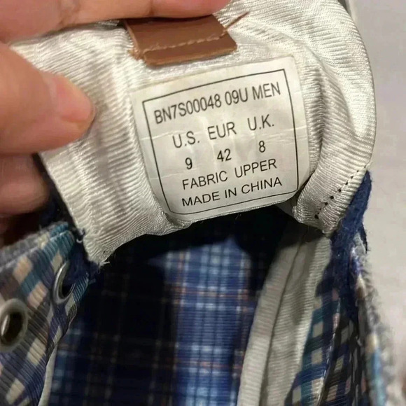 [9/42]Men's BEN SHERMAN Black Gray Plaid  Ankle Lace Up Hightop Sneakers Oxfords - Picture 2 of 3